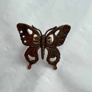 Morallz Vintage Inspired Gold Tone Brass Butterfly gold color Art  rare